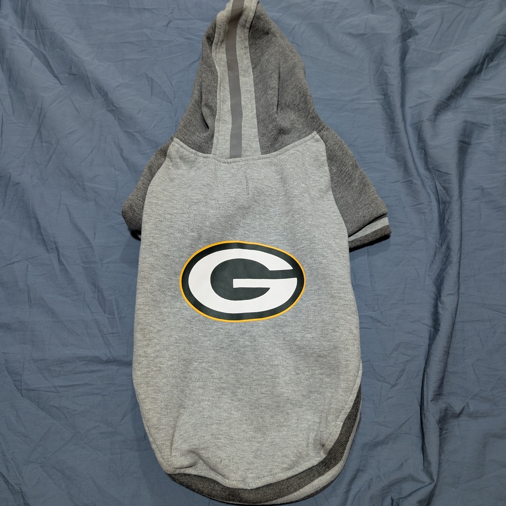 NFL Gray, Green Bay Packers Hoodie For Your Dog. Size XL